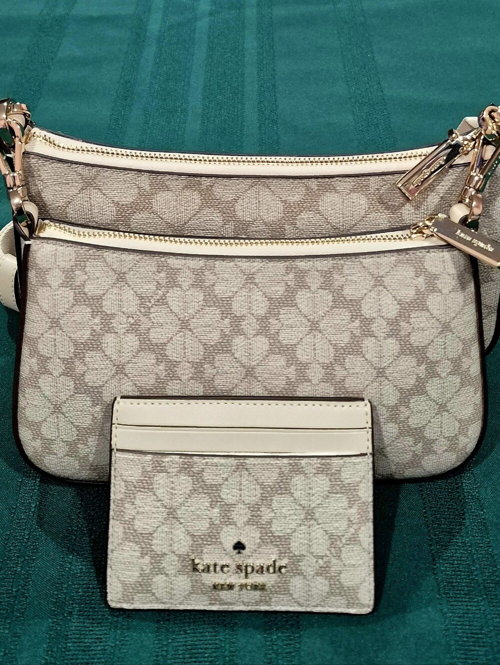 KATE SPADE 2 in 1 CREAM FLORAL PEBBLE SOFT LEATHER CROSSBODY/SHOULDER BAG.